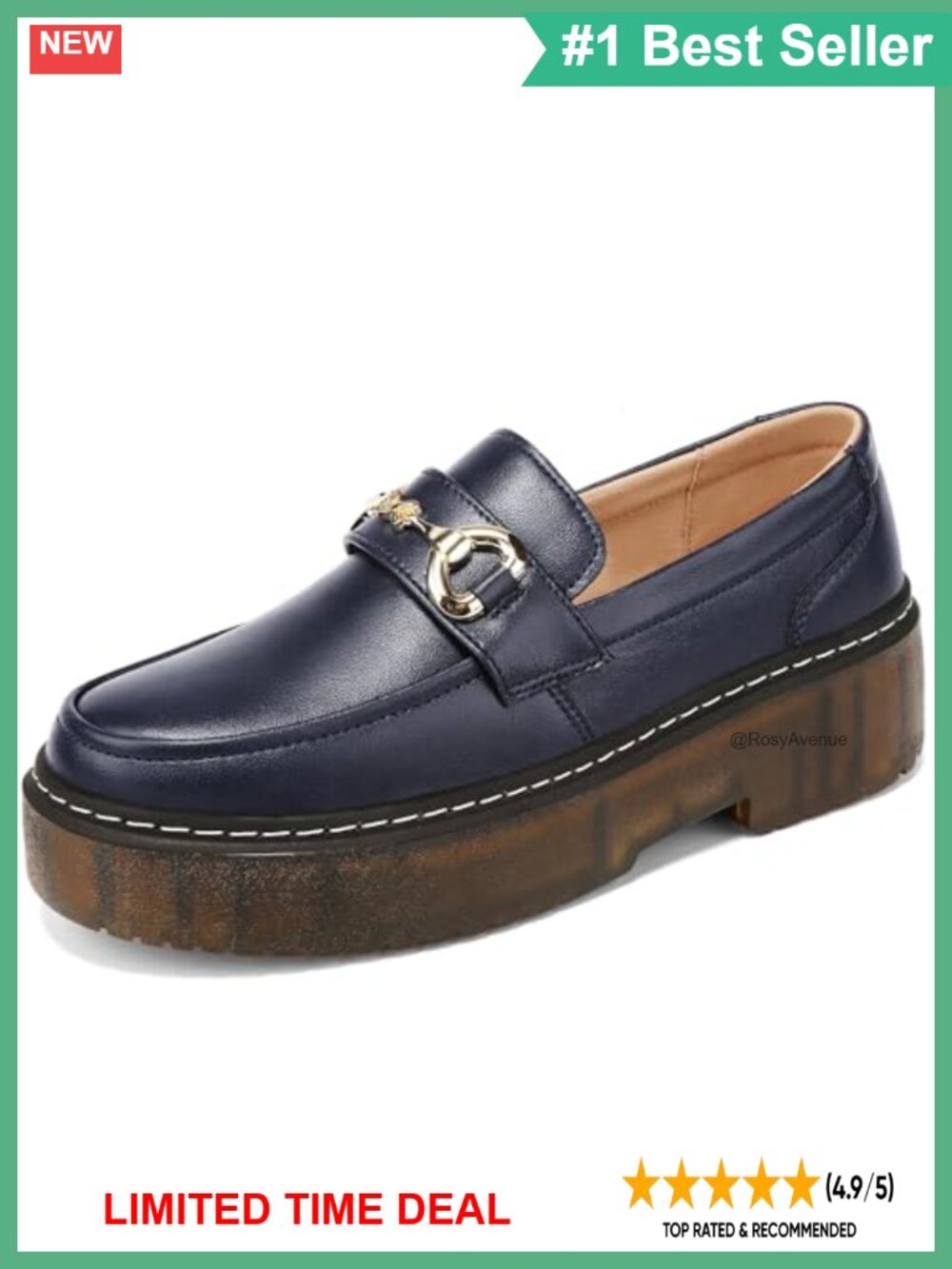PU Leather Platform Loafers with Memory Foam and Arch Support